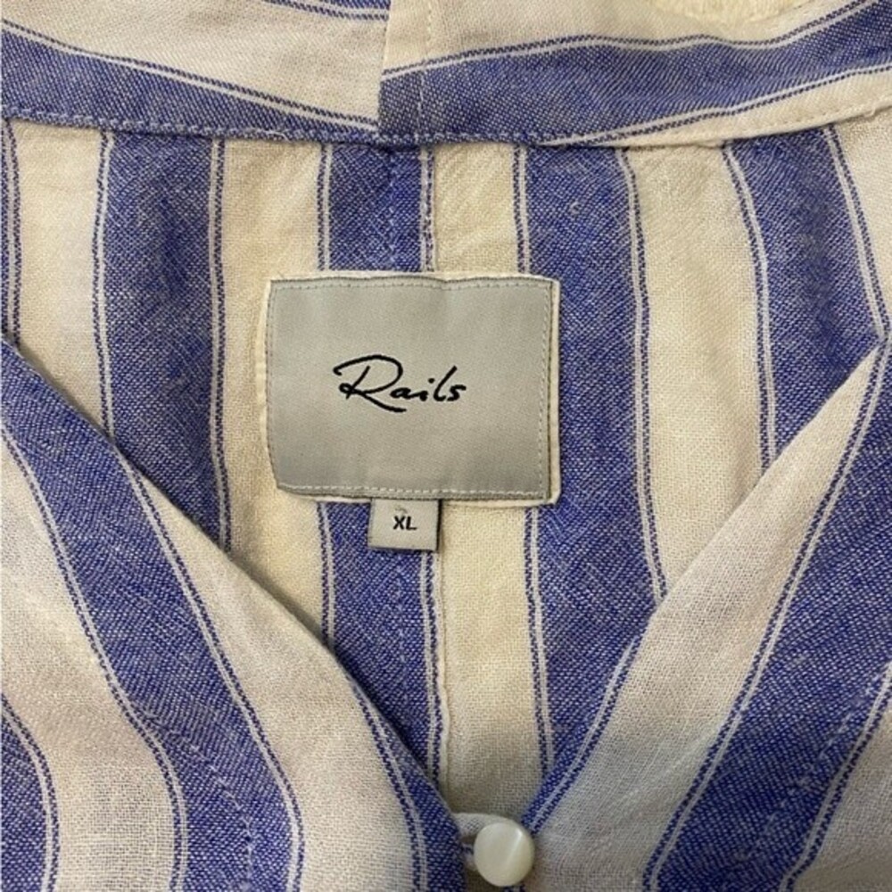 Rails Thea Top Linen Blend Large Striped Coastal … - image 3